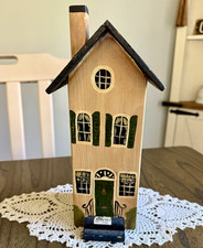 Vintage Handmade Hand Painted Wood House Shelf Sitter 1980s | Cottage Primitive picture