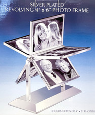 GODINGER Silver Art SILVER PLATED Revolving 4x6 Photo Frame NEW in Box NIB picture