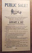 RARE Political Satire 1937 Anti-FDR Auction Broadside Anti New Deal AAA WPA picture
