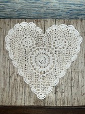 Vintage Doily Heart Shaped White 11”x11” picture