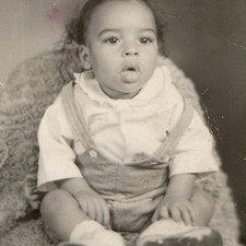 c1940s Black African American Baby Studio Portrait RPPC W C Askew Fur Rug Photo picture