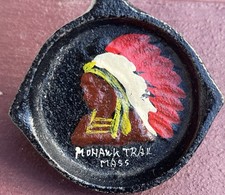Vintage Mohawk Trail MA Cast Iron Miniature Skillet Pan Native American Chief picture