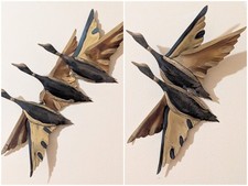 Vintage 60s Metal Wall Art Flying Geese Mid Century Modern MCM - Set of 2/5 picture