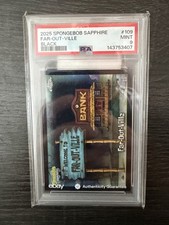 Topps 2025 SpongeBob Sapphire Far-Out-Ville Black /10 PSA 9 LOW POP  picture