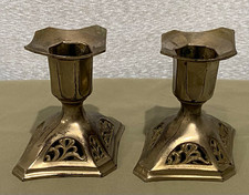 Vintage Japanese Sterling Silver Overlay Candlesticks Pair 3” picture