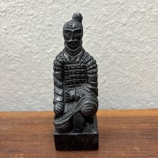 Vintage Chinese Kneeling Warrior Seal Stone Letter Stamper Figurine picture