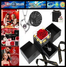 Eternal Red Rose Gift Set - Real Rose & I Love You Necklace (100 Languages) for picture