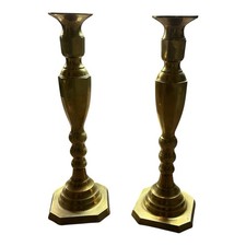 Vintage brass mid-century candlestick holder set of 2 11 3/4 “ picture