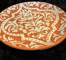 Pottery Barn Set Of 4 Baroque Orange White 8 1/2