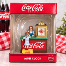 Coca Cola Mini Clock Vintage Style Soda Fountain Cash Register MZ Berger NIB picture
