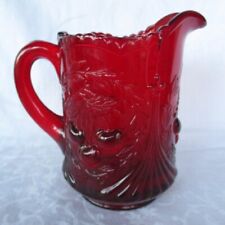 1960-70 L.G. Wright  CHERRY Ruby Red  CREAMER Pitcher  raised Cherries in Wreath picture
