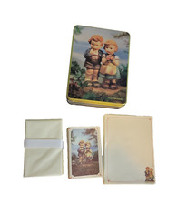 Vintage M.J. Hummel Stationary Tin with 20 Sheets 8 Cards & 18 Envelopes 1995 picture