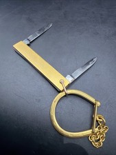 Antique Miller Bros Meriden CT Brass Horseshoe Watch Chain Gents Pocket Knife picture
