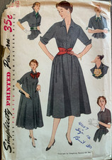 NEW Vtg 1950s Misses SIMPLICITY SEWING PATTERN Basic Dress Sz 12 Bust 30 Uncut picture