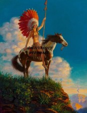 1931 Edward Eggleston Indian Maiden on Horse Pin-Up Art Print Magnificent Pose picture
