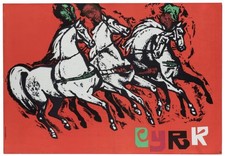 Vintage 1965 Polish CYRK Circus Poster Horses T. Jodlowski Original Art 38x26 picture
