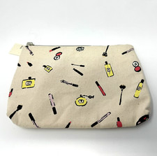 ANTHROPOLOGIE Anthro Beauty Pouch Clutch Makeup Bag Toiletry Purse Make Up Print picture