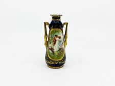 ANTIQUE HAND PAINTED SMALL VASE WITH GOLD HANDLES - WEIN, AUSTRIA - 4.5