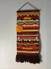 Vintage 70’s Woven Fiber Hanging Wall Art Boho Decor MCM picture