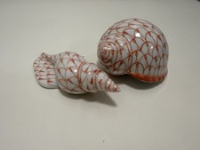 Vintage Andrea by Sadek Coral White Fishnet Porcelain Seashells Set of 2 picture