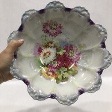J. S. Bavaria Hand Painted Scalloped Floral Plate Bowl 11” Diameter picture