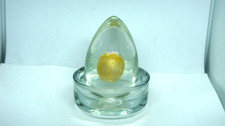 VINTAGE TAPIO WIRKKALA FOR VENNINI GLASS EGG WITH GOLD YOLK ON STAND, CIRCA 1968 picture