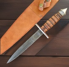 Handcrafted Double Edge Dagger Forces Knife War Fighting With Leather Handle picture