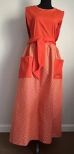 Vintage 70’s DESIGN HOUSE Full Apron Wrap - Grommet Tie @ Waist Orange Polka Dot picture
