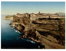 France, Corsica, Bonifacio, General View Vintage Photochrom Photochromic, Vintage picture