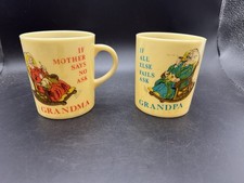 Vintage Plastic Mugs Lot Grandma Grandpa If Mother Says No Hong Kong picture