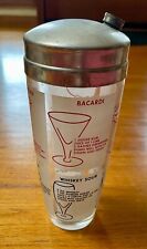 Vintage MCM Chrome Glass Recipe Cocktail Drink Shaker Mixer Barware 32 oz. picture