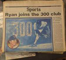 Orange County Register August 1, 1990 Sports MLB Ryan Joins 300 Club Newspaper picture