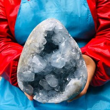 8.14LB Natural Blue Celestite Geode Quartz Crystal Mineral Specimen Healing picture