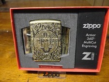 ZIPPO 360 ARMOR ANTIQUE BRASS SAINT BENEDICT ZIPPO LIGHTER MINT IN BOX picture