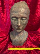Vintage Stone Look Female Bust Sculpture Woman Head Statue Textured Finish Art picture