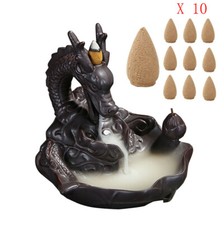 5.9 Inch Waterfall Retro Handmade Porcelain Ceramic Backflow Incense Burner picture