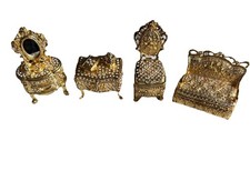 Vintage Qifu Hinged Trinket Boxes Enameled Rhinestones picture