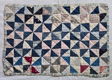 Antique doll or crib quilt 1880 - 1910, nautical conversation print & indigos picture