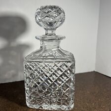 Stunning Heavy Chris Cross Diamond  Shape Cut Crystal Decanter. Rectangle Bottle picture