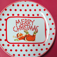 Rosanna Collector Plate - Merry Christmas Polka Dot Ceramic Round Plate picture