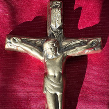 Vintage Solid Brass Wall Crucifix Jesus Christ Catholic Religious Cross 10.5