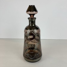 Vintage Venetian Amethyst Glass Decanter Silver Overlay Venice City Scene 9.5