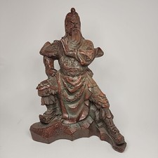 Large Chinese Figurine Feng Shui Guan Gong Yu Warrior Resin Statue Vintage 10