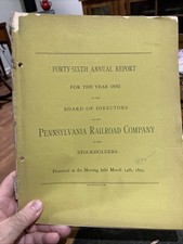 1892 vintage PENNSYLVANIA RAILROAD COMPANY ANNUAL REPORT 46th year PRR picture