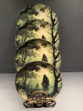ZRIKE Haunted Graveyard Cemetery Scary Halloween Salad Side Plates Set of 4 New picture