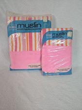 Montgomery Wards Style House Muslin Sheet NEW Pink And Orange Stripe picture