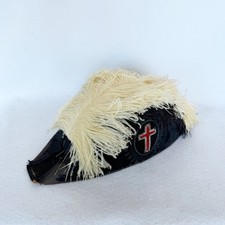 Antique M.C. Lilley Knights Templar Masonic Chapeau Ostrich Plume Bicorne Hat picture