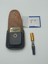 Vintage Brass Fluid Lighter Case Pouch Combo Set - Collectible picture