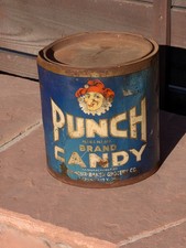 RARE 1920's Punch Candy Tin Ridenour Bakery KC Missouri $25  picture