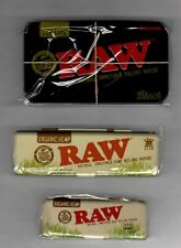 RAW BLACK PRE ROLL STORAGE TIN WITH ORGANIC HEMP KING SIZE AND 1 1/4 PACK TINS picture